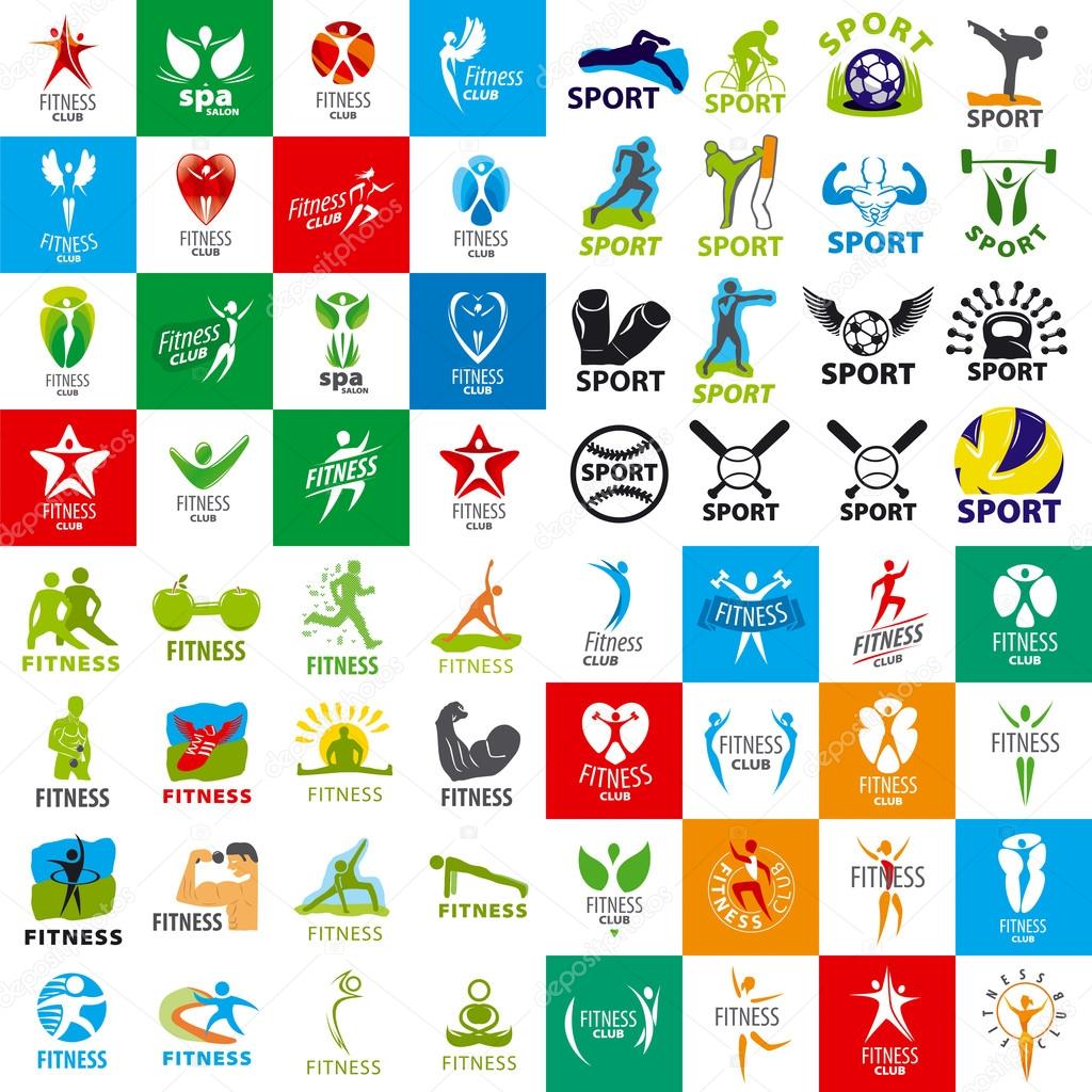 large set of vector logos of sports and fitness