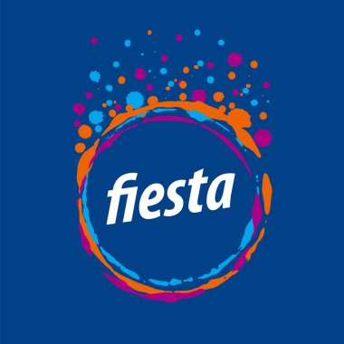 Mavi bir arka plan üzerinde bir tatil için yuvarlak soyut vektör logo