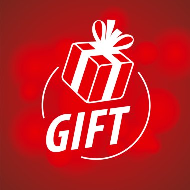 Kırmızı zemin üzerinde yuvarlak vektör logosu hediyesi