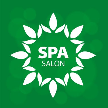 Yapraklarda yeşil bir arka plan ile soyut vektör logo