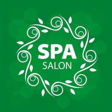 yeşil bir arka plan üzerinde bitkisel bir süs vektör logo