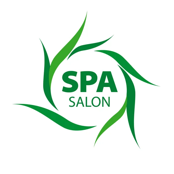 Spa salonu için yeşil yaprakları ile vektör logosu — Stok Vektör