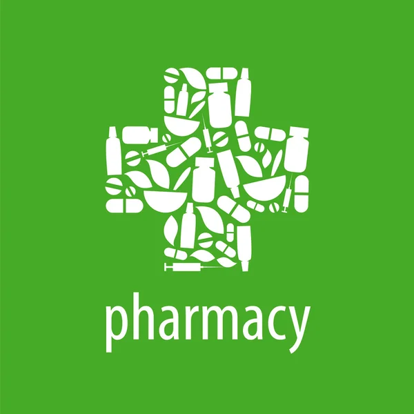 Λογότυπο για φαρμακείο σταυρό σε πράσινο φόντο του φορέα — Διανυσματικό Αρχείο