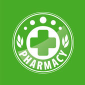 Round vector logo for pharmacies on a green background