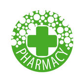 Round vector logo with pills to pharmacies