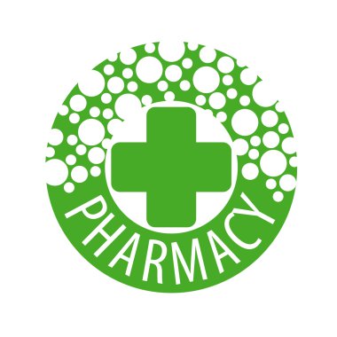 Eczaneler için ilaç ile yuvarlak vektör logo
