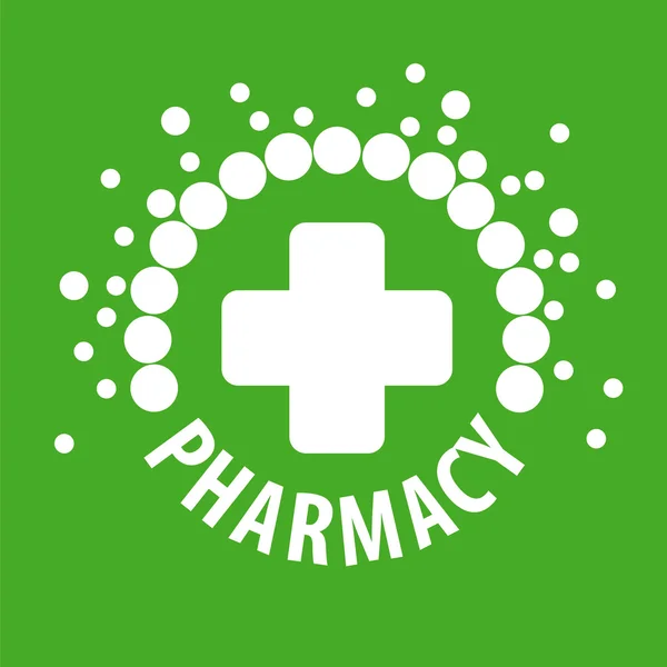Logotipo del vector con pastillas sobre un fondo verde — Vector de stock