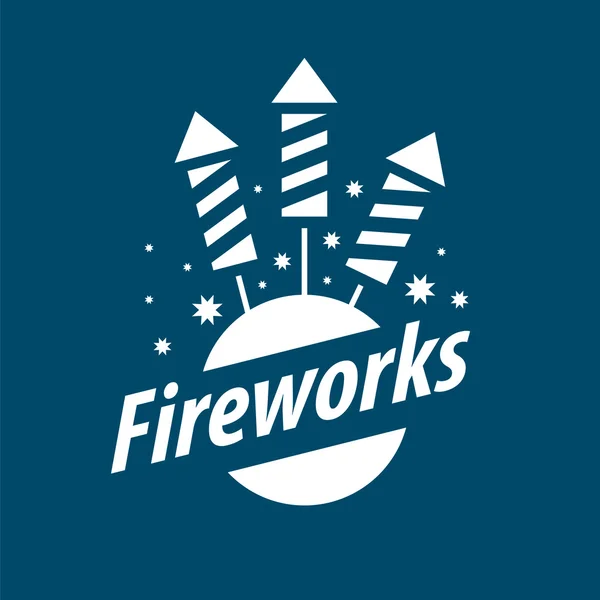 White vector logo for entertainment and fireworks — Stock Vector