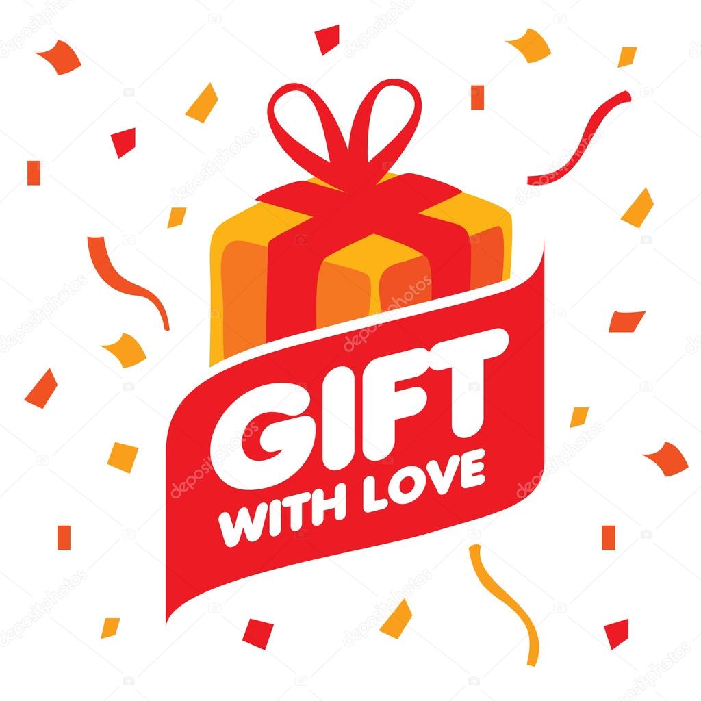 Abstract vector logo box with gifts. Design element