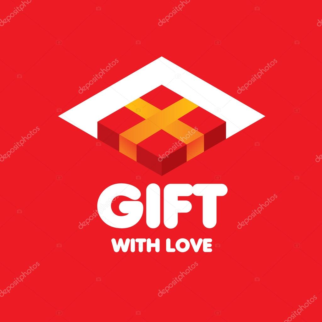 Abstract vector logo box with gifts. Design element