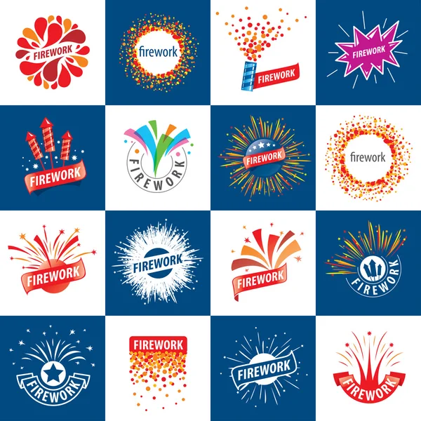 Set of vector logos for fireworks — Stock Vector