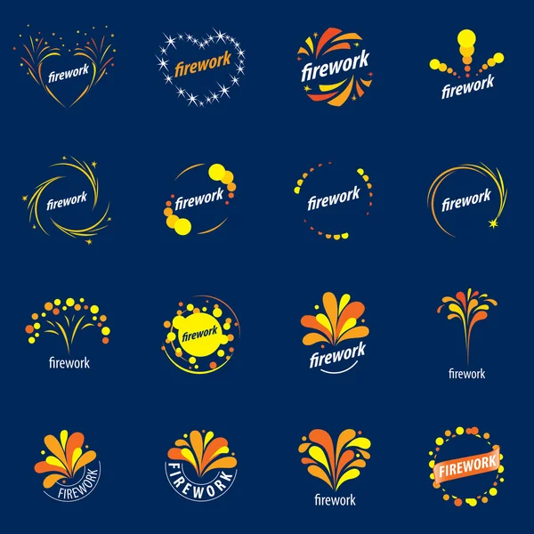 Set of vector logos for fireworks — Stock Vector