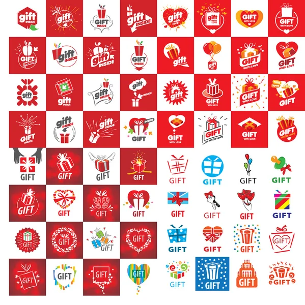 Ένα μεγάλο σύνολο των διανυσματικών λογότυπα για δώρα — Διανυσματικό Αρχείο