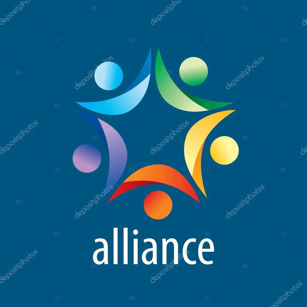 Abstract vector logo union of people in the form of stars