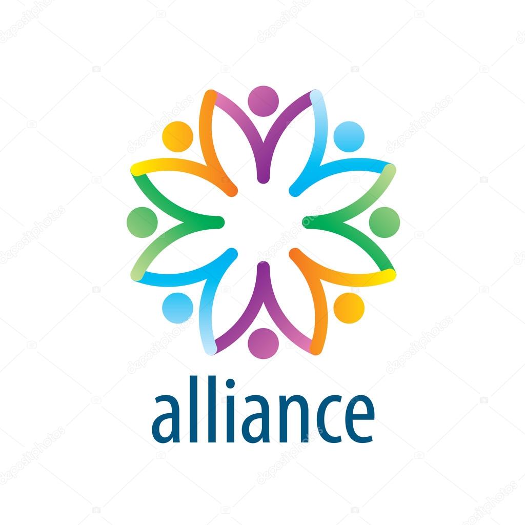 Abstract vector logo union of people in the form of stars