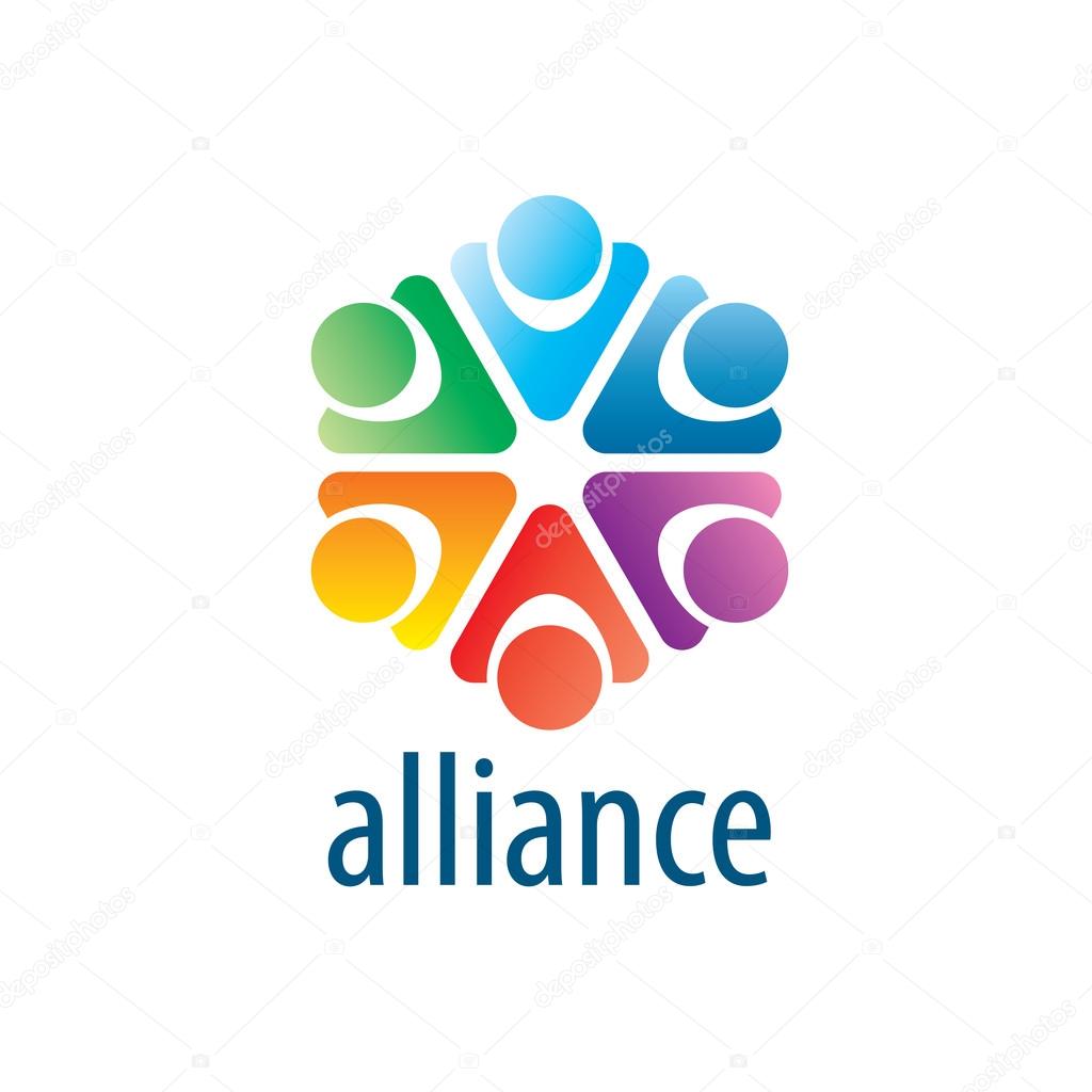 Abstract vector logo union of people in the form of stars