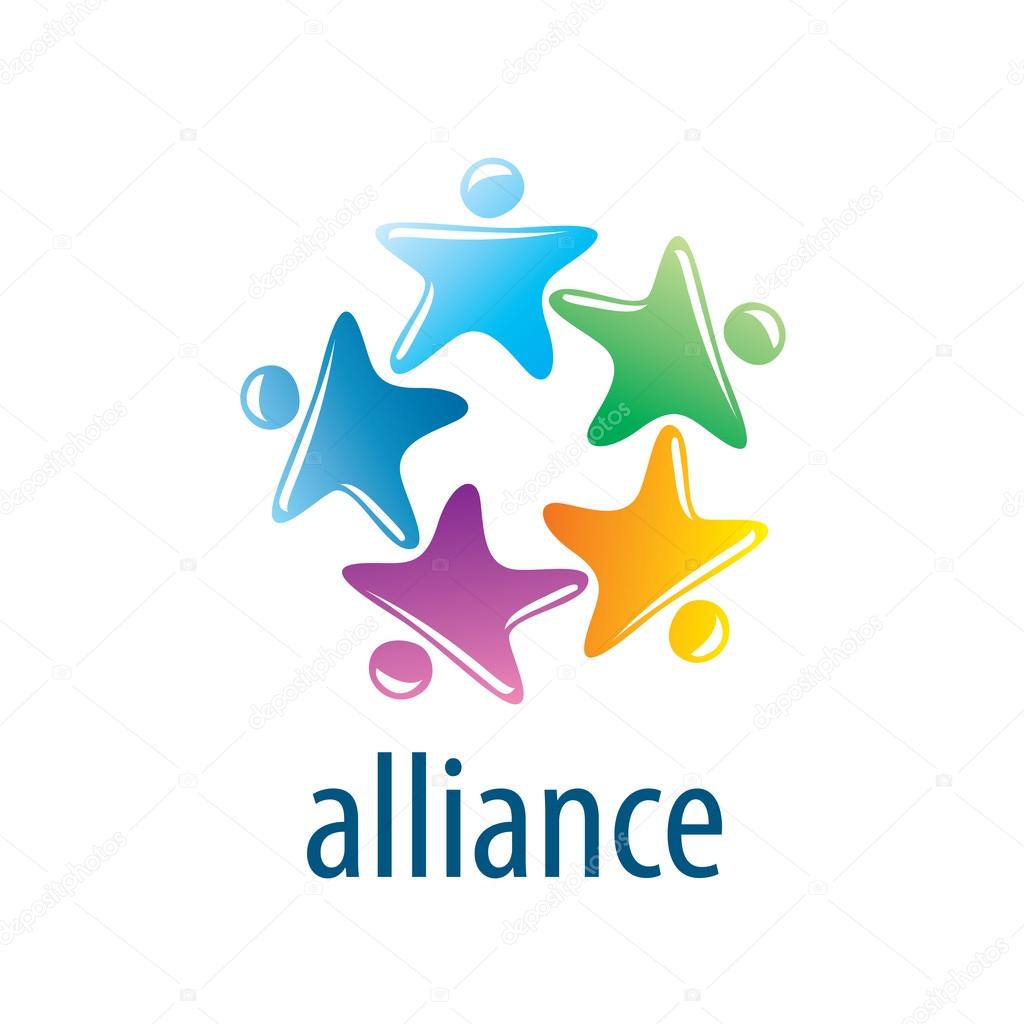 Abstract vector logo union of people in the form of stars