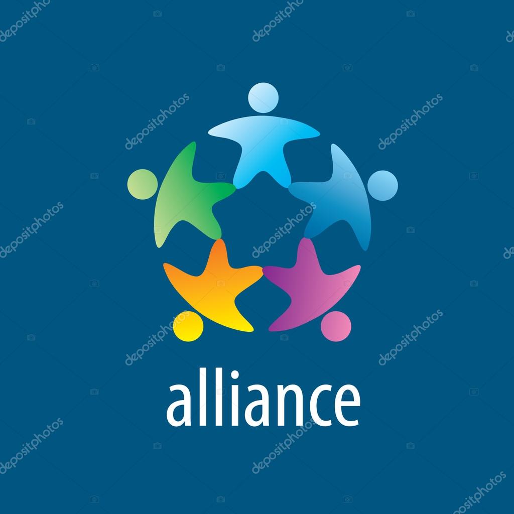 Abstract vector logo union of people in the form of stars