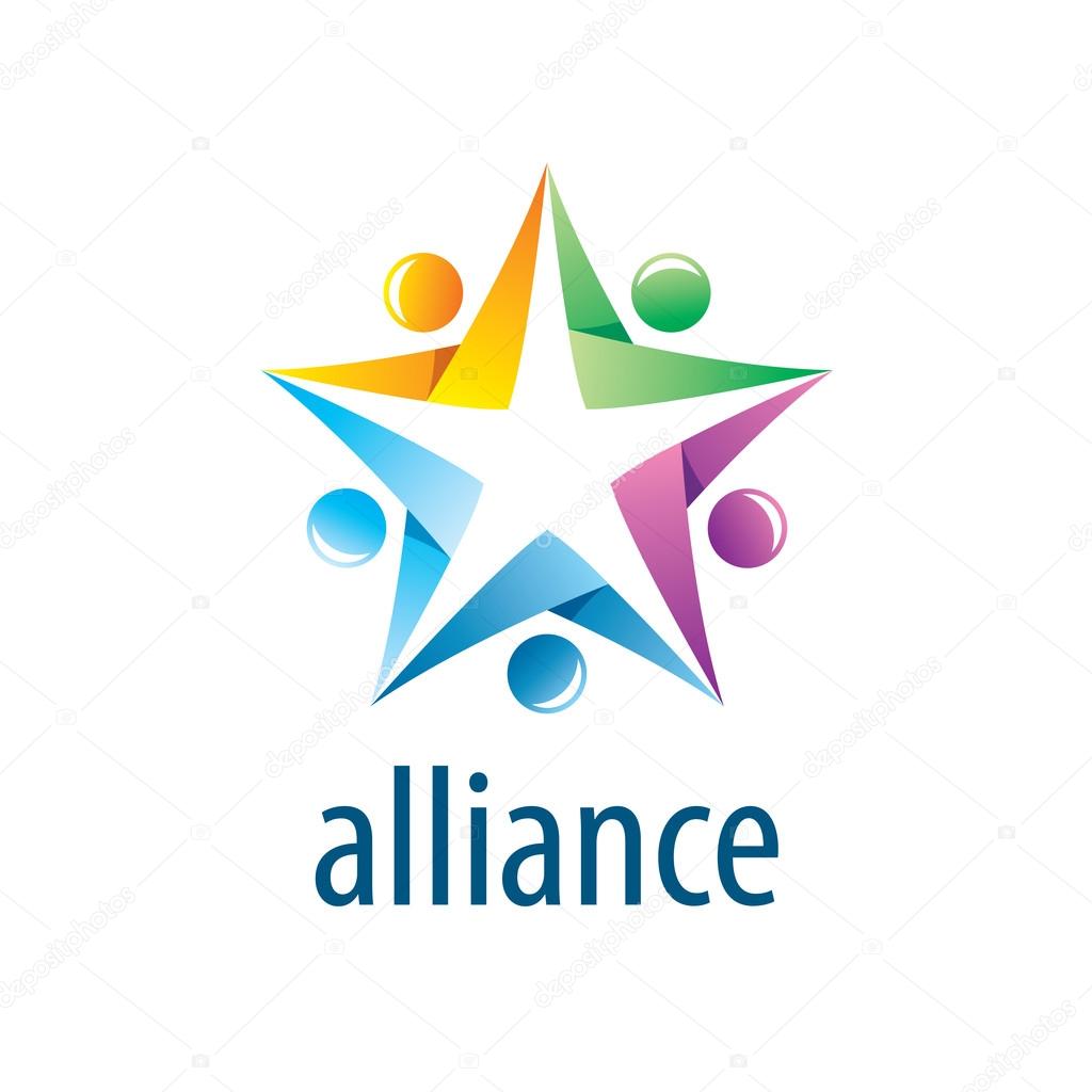 Abstract vector logo union of people in the form of stars