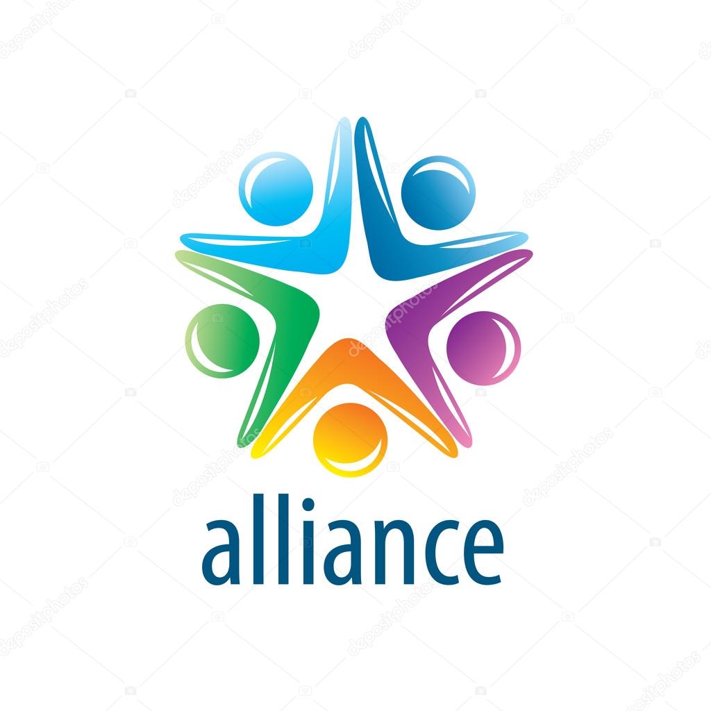 Abstract vector logo union of people in the form of stars
