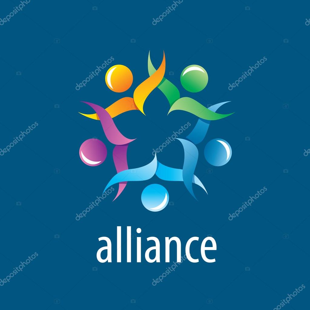 Abstract vector logo union of people in the form of stars