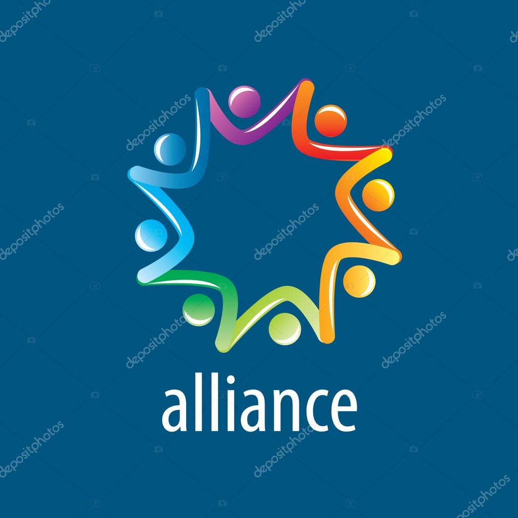 Abstract vector logo union of people in the form of stars