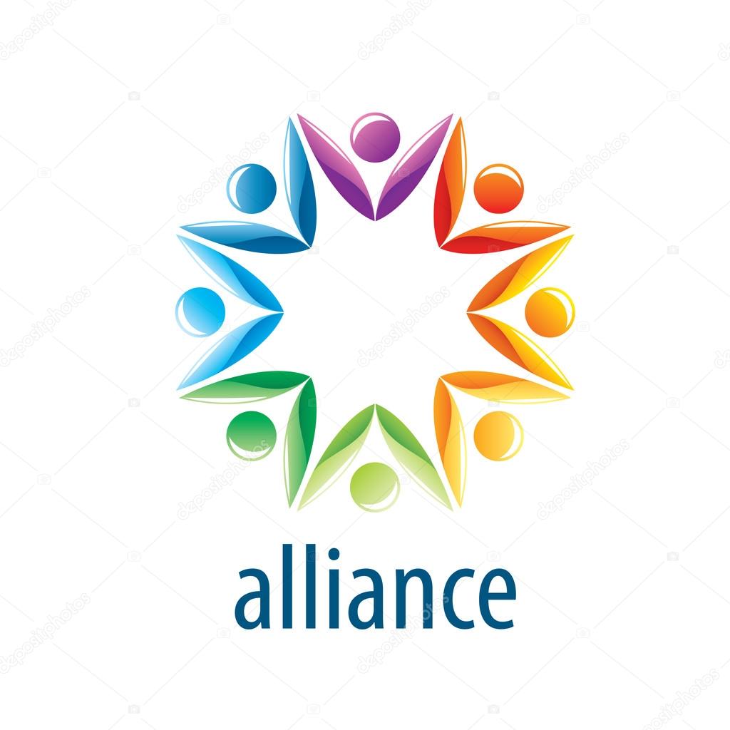 Abstract vector logo union of people in the form of stars