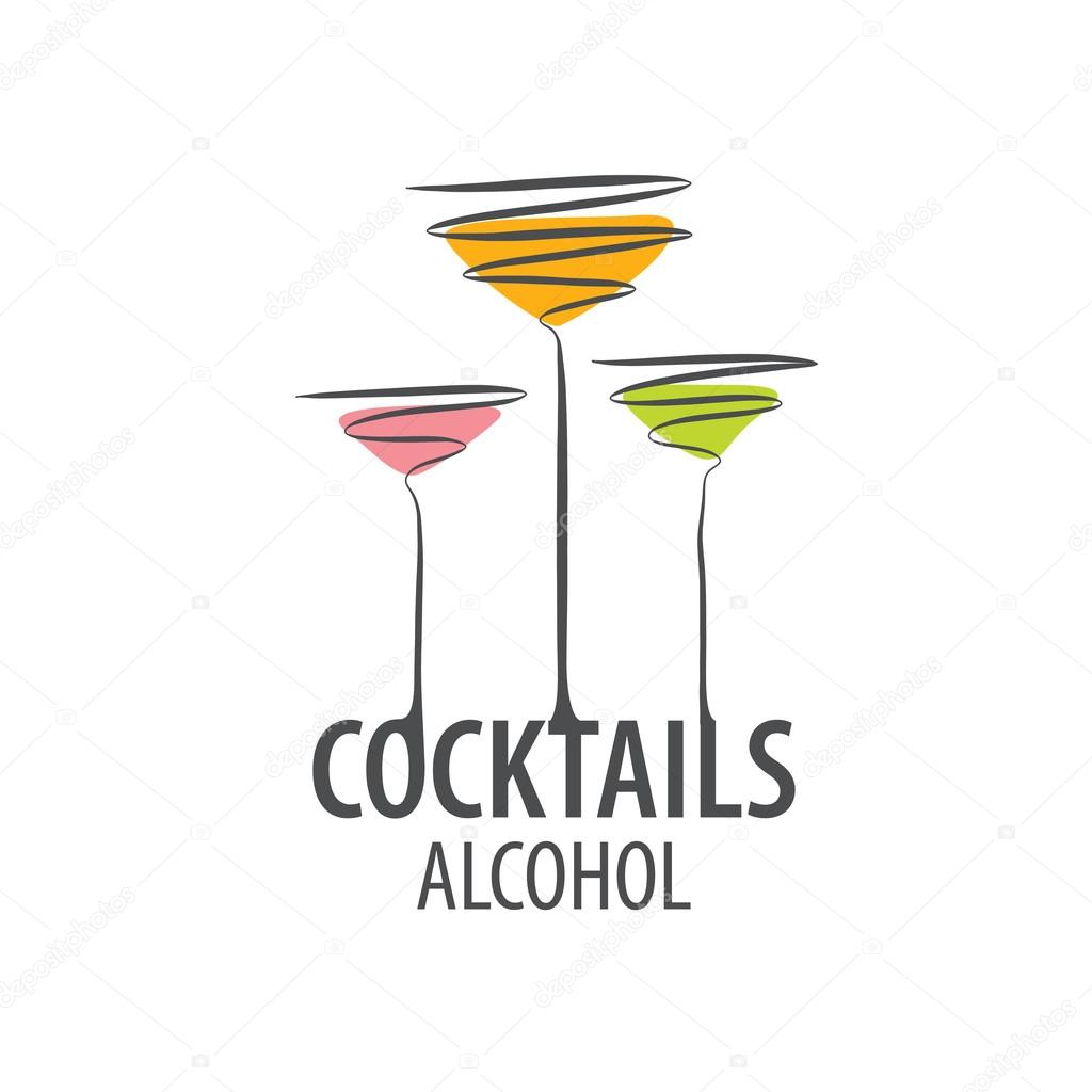 Vector icons of alcoholic drinks by the glass
