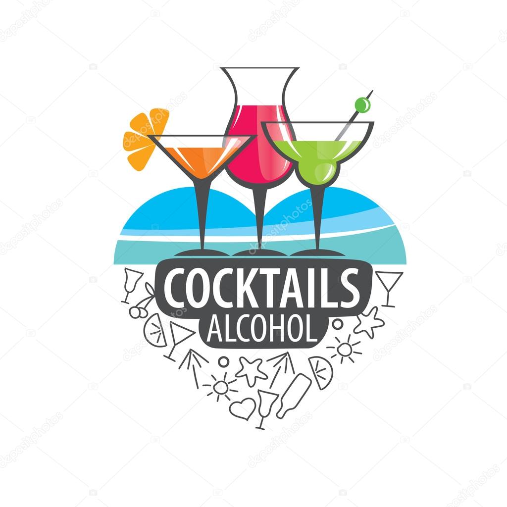 Vector icons of alcoholic drinks by the glass