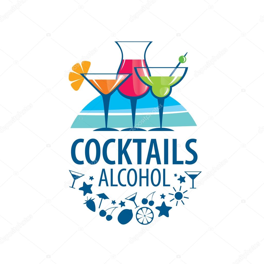Vector icons of alcoholic drinks by the glass