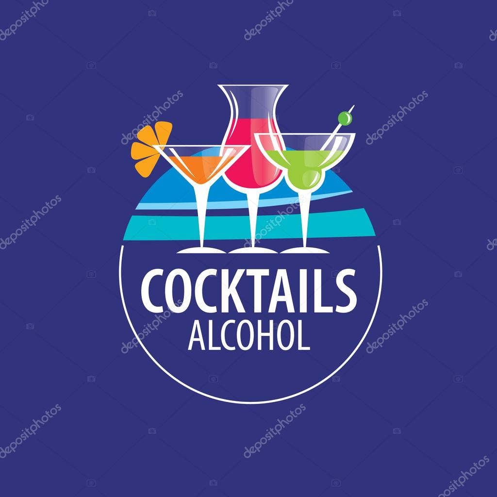 Vector icons of alcoholic drinks by the glass
