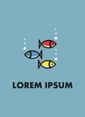 Mavi arka planda balık logosu