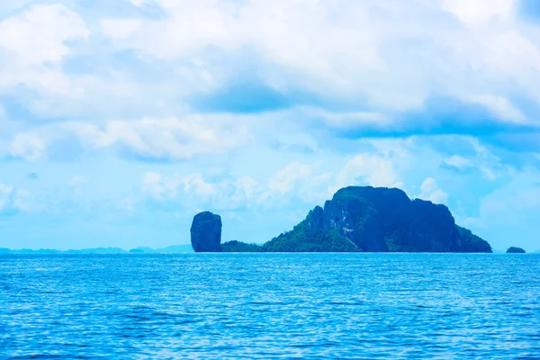 beautiful blue sea and clouds on sky with islands, panorama, tra