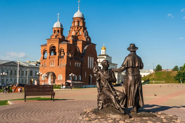 Vladimir Russie Août 2020 Monument Aux Acteurs Provinciaux Arrière Plan — Photo