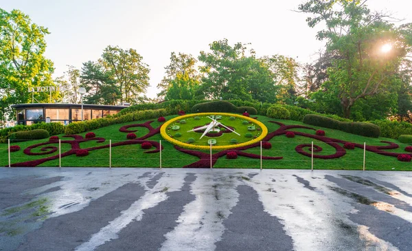 Geneva Switzerland July 2019 View Beautiful Flower Clock English Park — Stock Photo, Image