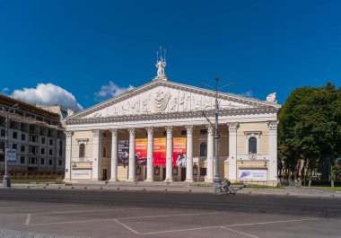 Voronezh, Russia - August 23, 2020: View of Voronezh State Theater of Opera from Lenin Square on a summer day.