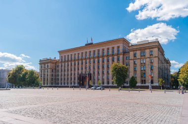 Voronezh, Russia - August 23, 2020: Lenin square with the building of the Government of the Voronezh region.