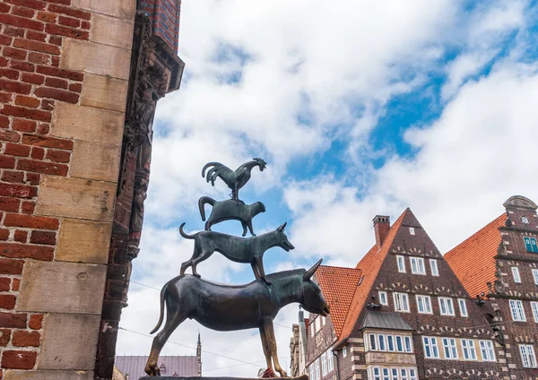 Bremen Alemanha Junho 2019 Vista Estátua Bronze Dos Músicos Cidade — Fotografia de Stock