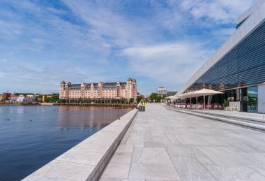 Oslo, Norveç - 24 Haziran 2019: Oslo Operası 'ndaki setin manzarası.