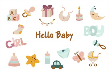 Bebek duş vektörü izole çizimler