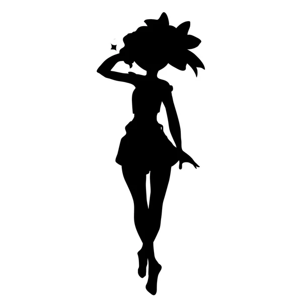 Silhouette of sexy girl in short shorts — Stock Vector