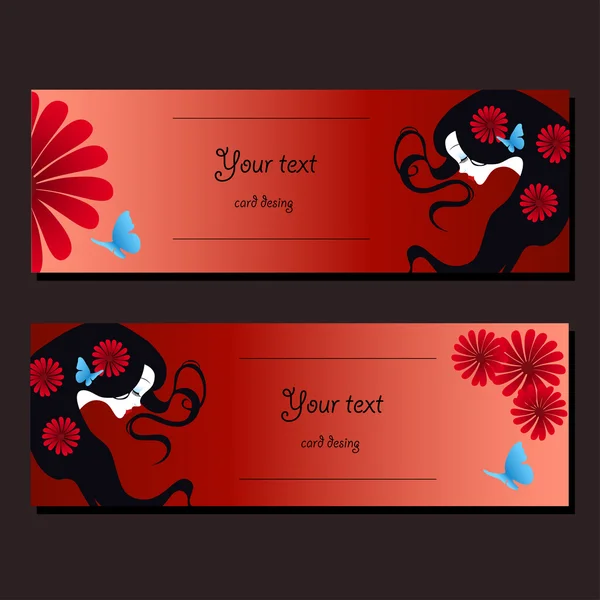 şık uzun saçlı kadın yüzü. şablon tasarım kartı