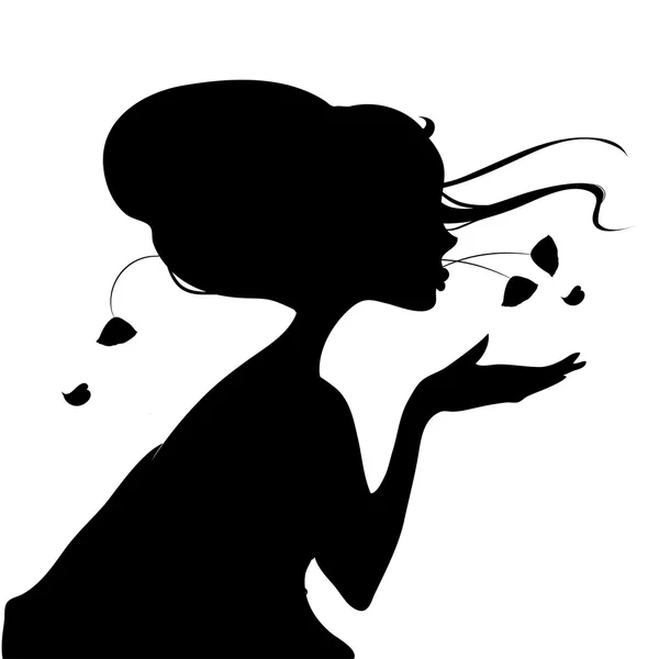 Silhouette d'une geisha en kimono — Image vectorielle