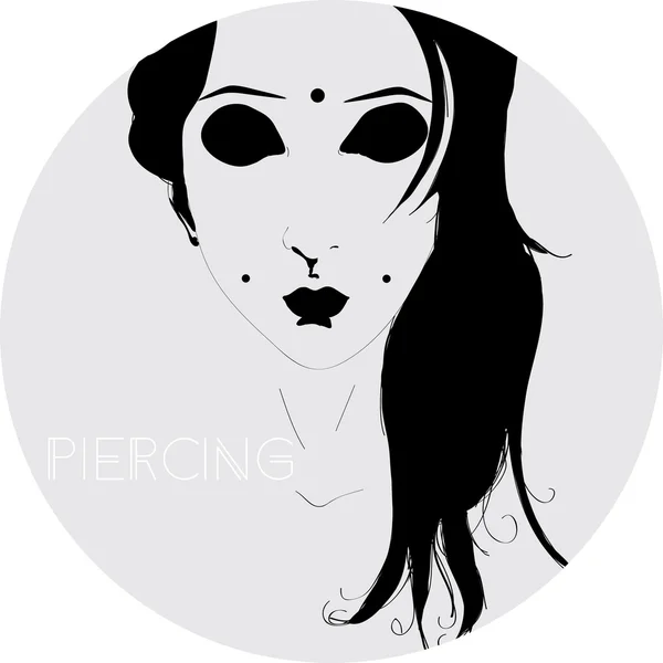 Ragazza con piercing — Vettoriale Stock