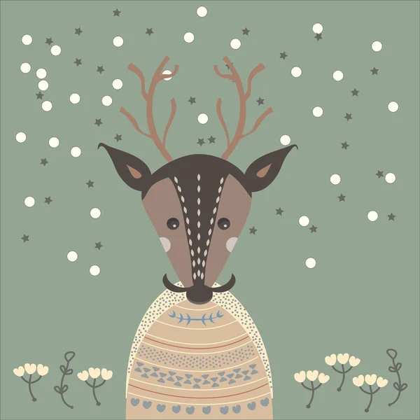 Illustration of a deer in sweater — Stock Vector
