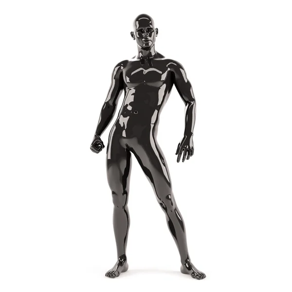 白い背景の上の抽象的な黒いプラスチック人体マネキン — ストック写真