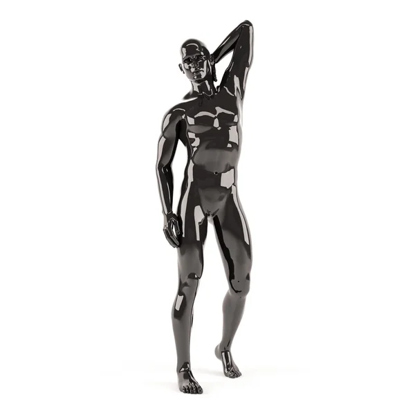 Αφηρημένη μαύρο πλαστικό ανθρώπινο σώμα μανεκέν πάνω από το λευκό φόντο — Φωτογραφία Αρχείου