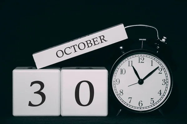 Belangrijke Datum Gebeurtenis Een Zwart Wit Kalender Kubusdatum Maand Dag — Stockfoto