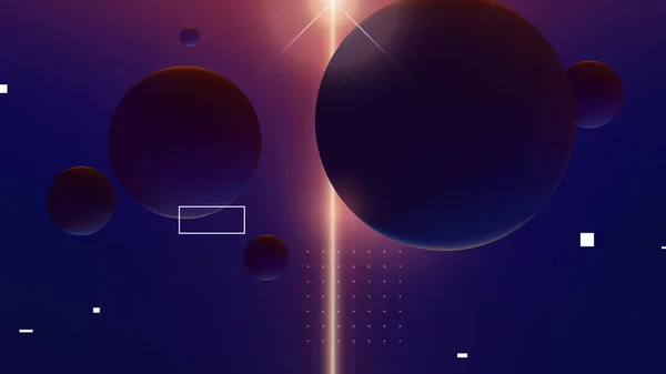Retrowave alanı - aydınlatma küresinin kozmik arka planı şekil ve parlayan ışık ışını, geçmişe dönük modern arkaplan şablonu
