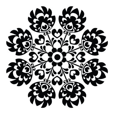 Lehçe yuvarlak siyah halk sanat desen - Wzory Lowickie, Wycinanka